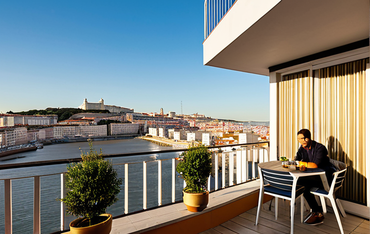 Real Estate Opportunity**

"A modern apartment building exterior in Lisbon, Portugal, during golden hour. Focus on a balcony with potted plants and stylish outdoor furniture. In the background, a vibrant cityscape with the Tagus River. Fully clothed people enjoying the view. Professional real estate photography, safe for work, appropriate content, perfect anatomy, natural proportions, modest design, family-friendly."

**