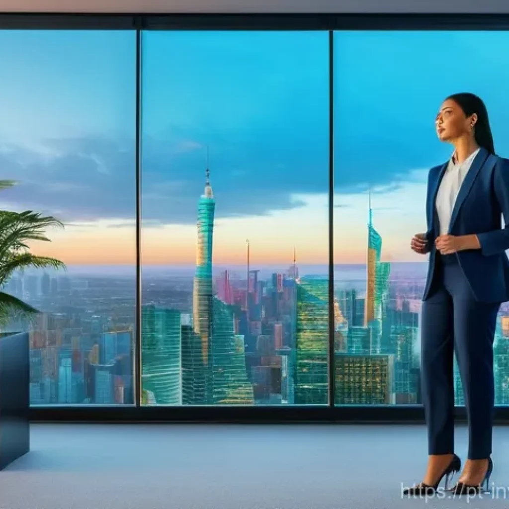 대체투자 옵션 평가를 위한 경과 분석 - **Prompt:** A diverse and innovative investment landscape. A sophisticated woman in her late 30s, dr...