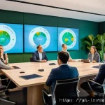 Home 20 대체투자 옵션 평가의 윤리적 고려사항 - A diverse group of professional investors in a modern conference room, engaged in a vibrant discussi...
